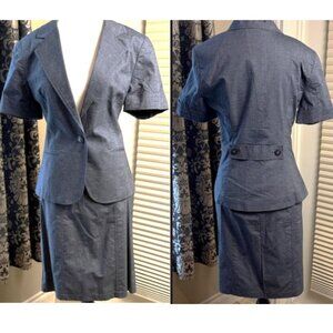 Smart Set Gray Skirt Suit 2 Piece Sz 9 Lined Blazer & Pencil Skirt Cotton Blend